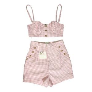Amber x Meshki Pink Gingham 2 Piece Set